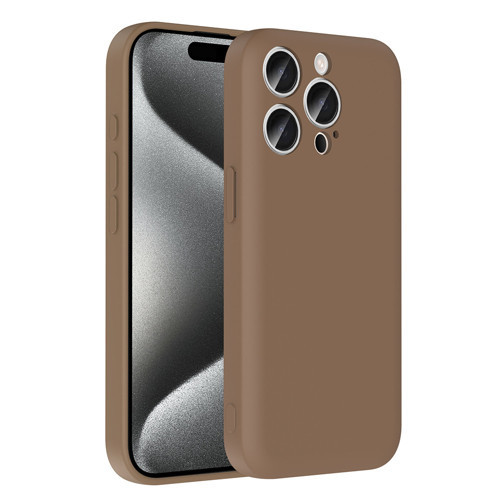 iPhone 15 Pro Kılıf Kamera Korumalı Kartlık Hazneli Vitra Kılıf - Kahverengi