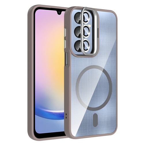 Galaxy A25 Kılıf Standlı ve Kamera Lens Hediyeli M-Safe Şarj Özellikli Etro Kılıf - Gri