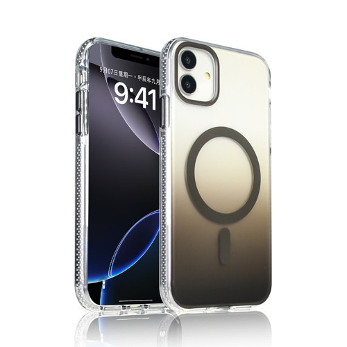 iPhone 11 Kılıf M-safe Şarj Özellikli Transparan Renk Geçişli Toros Kılıf - Gri