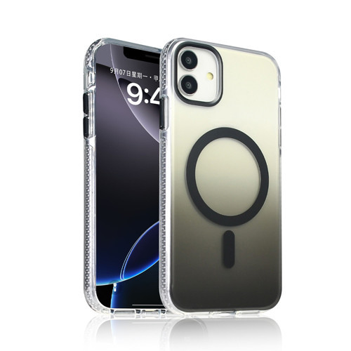 iPhone 11 Kılıf M-safe Şarj Özellikli Transparan Renk Geçişli Toros Kılıf - Siyah