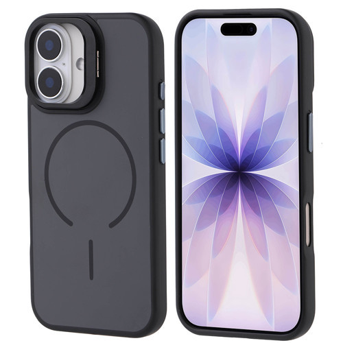 iPhone 17 Kılıf M-safe Şarj Özellikli Kamera Standlı Notron Kılıf - Siyah