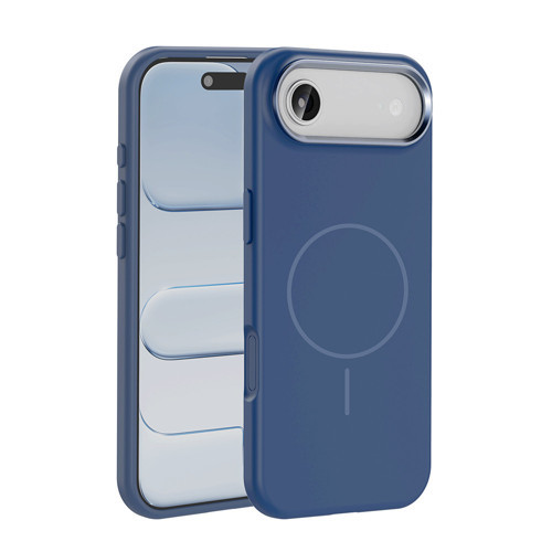iPhone 17 Air Kılıf M-Safe Şarj Özellikli Metal Kamera Çerçeveli Edi Silikon Kılıf - Lacivert