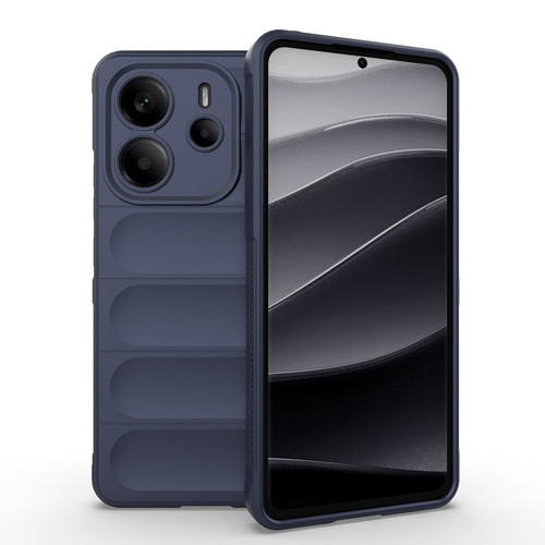 Xiaomi Redmi Note 14 4G Kılıf Esnek TPU Oyuklu Arka Yüzey Tasarımlı Etnik Silikon Kılıf - Lacivert