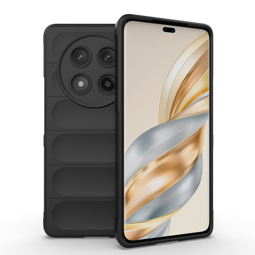 Honor Magic 7 Lite Kılıf Esnek TPU Oyuklu Arka Yüzey Tasarımlı Etnik Silikon Kılıf - Siyah