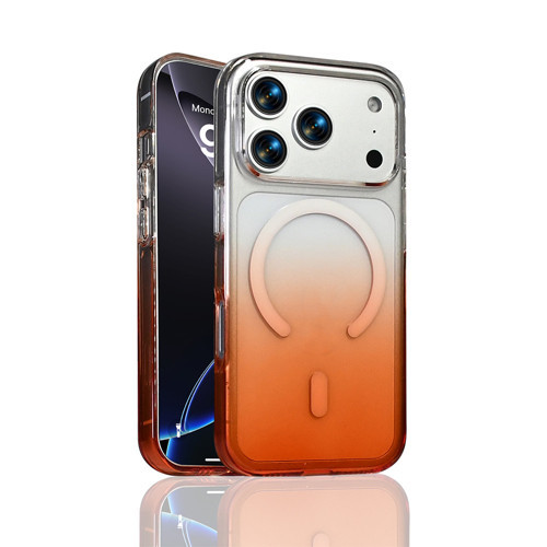 iPhone 17 Pro Kılıf M-Safe Şarj Özellikli Septik Silikon Kılıf - Turuncu