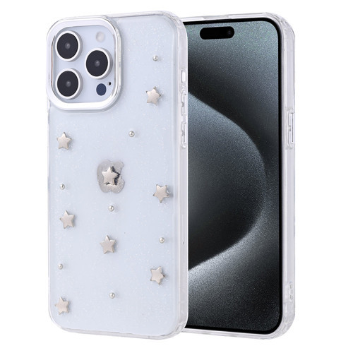 iPhone 15 Pro Max Kılıf Airbag Tasarımlı Simli Şeffaf Kutup Kılıf - Yıldız