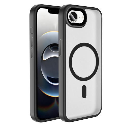iPhone 17E Kılıf Mat Arka Yüzey Wireless Şarj Özellikli Flet M-safe Kılıf - Siyah