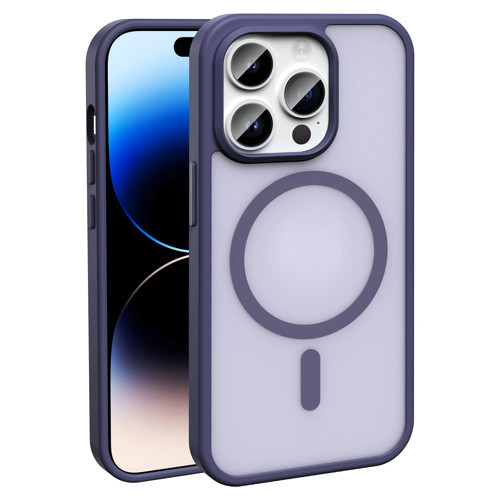 iPhone 14 Pro Kılıf M-safe Şarj Özellikli Mat Arka Yüzey Sio Kılıf - Derin Mor