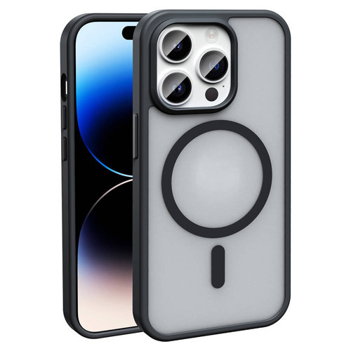 iPhone 14 Pro Kılıf M-safe Şarj Özellikli Mat Arka Yüzey Sio Kılıf - Siyah