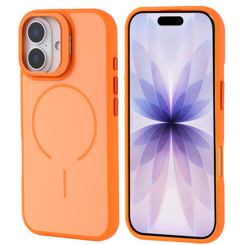 iPhone 17 Kılıf M-safe Şarj Özellikli Kamera Standlı Notron Kılıf - Turuncu