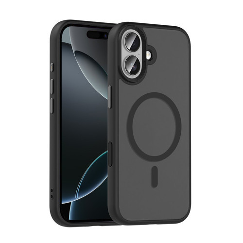 iPhone 17 Kılıf Mat Arka Yüzey Wireless Şarj Özellikli Flet M-safe Kılıf - Siyah