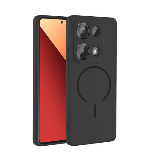 Xiaomi Redmi Note 13 Pro 4G Kılıf M-safe Şarj Özellikli Meta Kılıf - Siyah