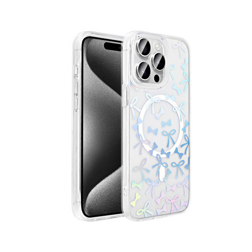 iPhone 15 Pro Kılıf M-Safe Şarj Özellikli Şeffaf Folk Sert Kılıf - Fiyonk