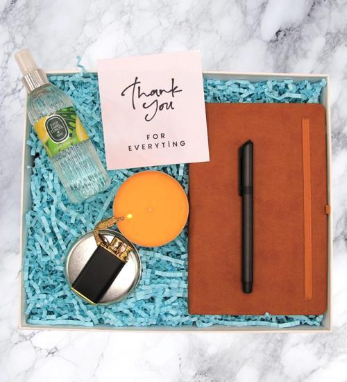 HEDİYE SETİ - DEFTER &  ROLLER KALEM & ÇAKMAK & MUM & KOLONYA