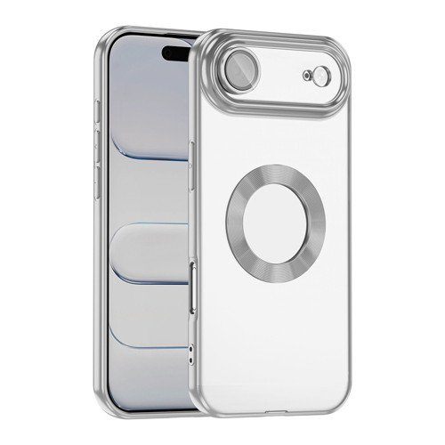 iPhone 17 Air Kılıf Kamera Korumalı Logo Gösteren Omega Kılıf - Gümüş