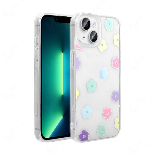 iPhone 14 Kılıf Şeffaf Figürlü Folk Sert Kılıf - Papatya