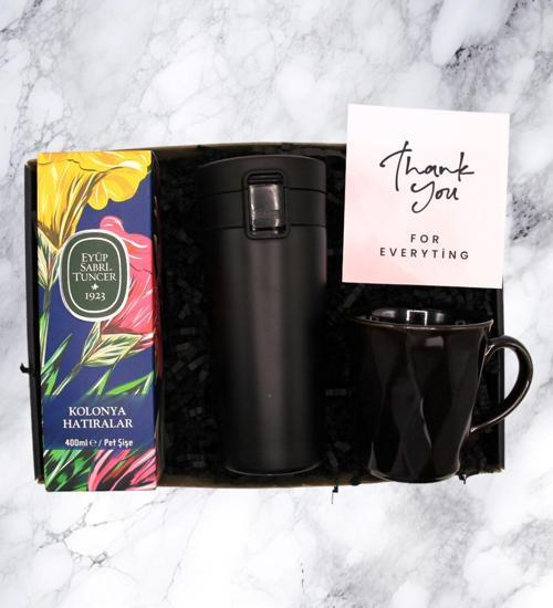 HEDİYE SETİ - KİLİTLİ TERMOS & KUPA & KOLONYA