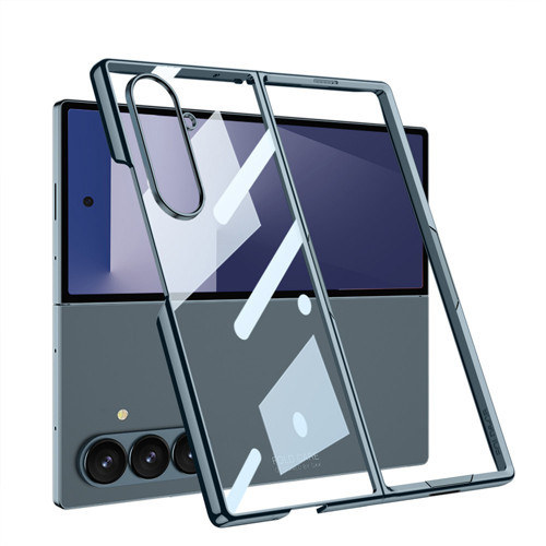 Galaxy Z Fold 7 Kılıf Full Camlı Kıpta Kılıf - Gri-Yeşil