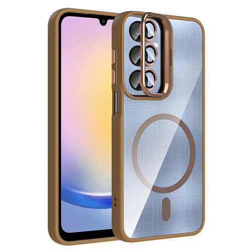 Galaxy A25 Kılıf Standlı ve Kamera Lens Hediyeli M-Safe Şarj Özellikli Etro Kılıf - Desert Titanyum