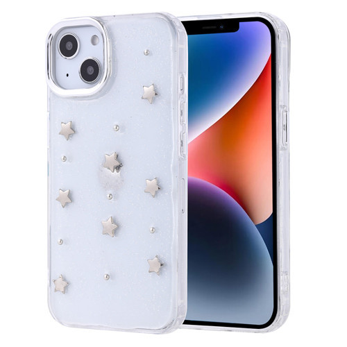 iPhone 14 Kılıf Airbag Tasarımlı Simli Şeffaf Kutup Kılıf - Yıldız