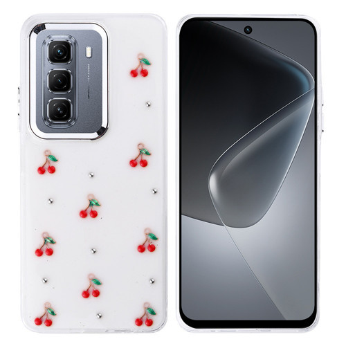 İnfinix Hot 50 4G Kılıf Airbag Tasarımlı Simli Şeffaf Kutup Kılıf - Kiraz