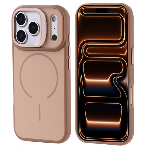 iPhone 17 Pro Max Kılıf M-safe Şarj Özellikli Kamera Standlı Notron Kılıf - Gold