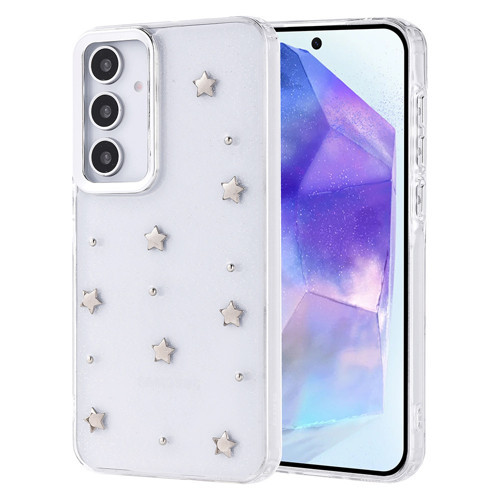 Galaxy A35 Kılıf Airbag Tasarımlı Simli Şeffaf Kutup Kılıf - Yıldız