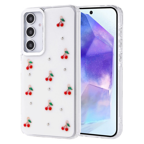Galaxy A35 Kılıf Airbag Tasarımlı Simli Şeffaf Kutup Kılıf - Kiraz