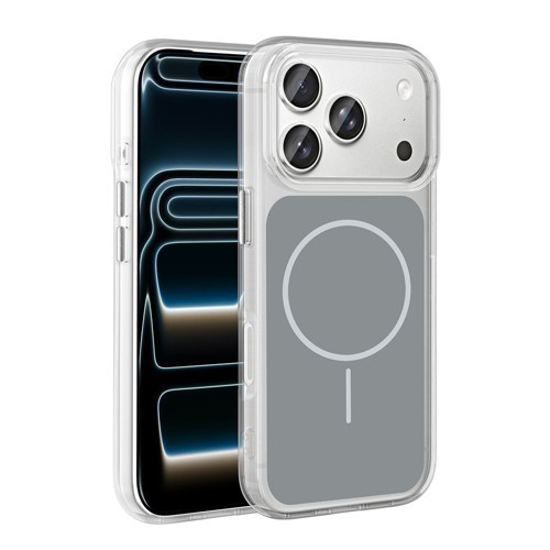 iPhone 17 Pro Kılıf Metal Buton Tasarımlı İkonik Sert Silikon Kılıf - Gri