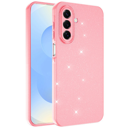 Galaxy A17 Kılıf Kamera Korumalı Simli Lüks Koton Kılıf - Açık Pembe