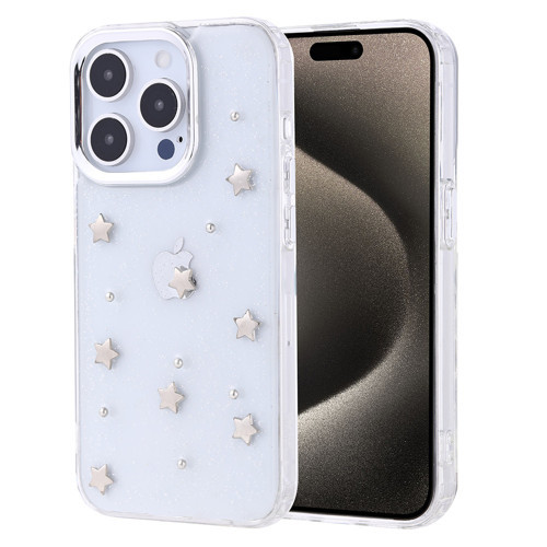 iPhone 15 Pro Kılıf Airbag Tasarımlı Simli Şeffaf Kutup Kılıf - Yıldız