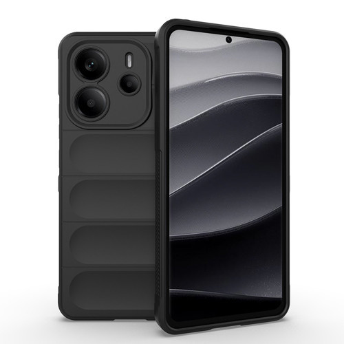 Xiaomi Redmi Note 14 4G Kılıf Esnek TPU Oyuklu Arka Yüzey Tasarımlı Etnik Silikon Kılıf - Siyah