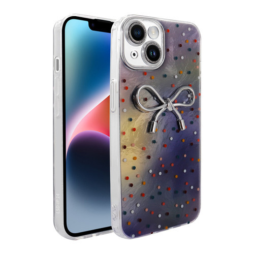 iPhone 14 Kılıf Kamera Korumalı Figürlü Ponti Silikon Kılıf - Lila