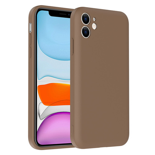 iPhone 11 Kılıf Kamera Korumalı Kartlık Hazneli Vitra Kılıf - Kahverengi
