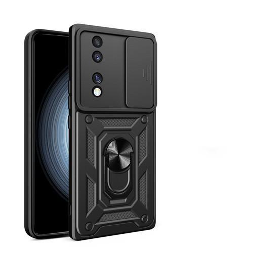 Honor 70 Kılıf Magnetik Standlı Kamera Korumalı Sürgülü Vega Kılıf - Siyah
