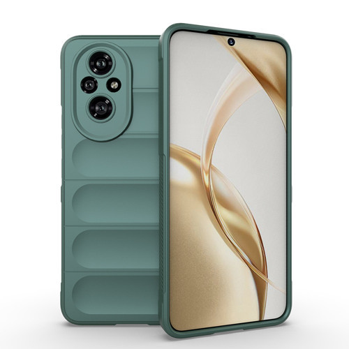 Honor 200 Kılıf Esnek TPU Oyuklu Arka Yüzey Tasarımlı Etnik Silikon Kılıf - Koyu Yeşil