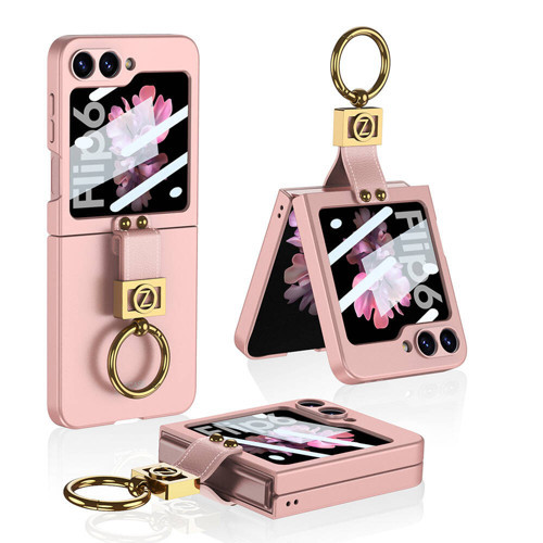 Galaxy Z Flip 6 Kılıf Z Harfli Yüzüklü Kıpta Kılıf - Pembe