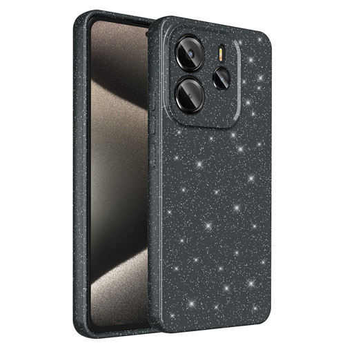 Xiaomi Redmi Note 14 4G Kılıf Kamera Korumalı Simli Lüks Koton Kılıf - Siyah