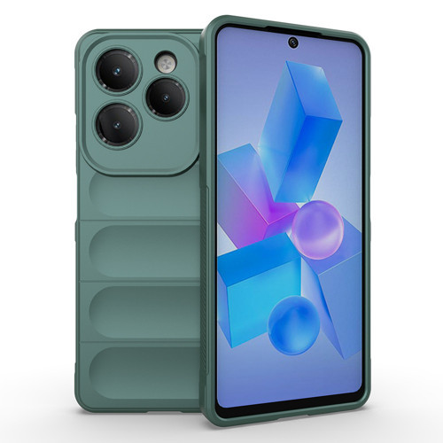 İnfinix Hot 40 Pro Kılıf Esnek TPU Oyuklu Arka Yüzey Tasarımlı Etnik Silikon Kılıf - Koyu Yeşil