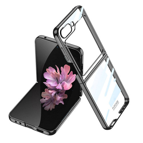 Galaxy Z Flip 6 Kılıf Full Camlı Kıpta Kılıf - Siyah