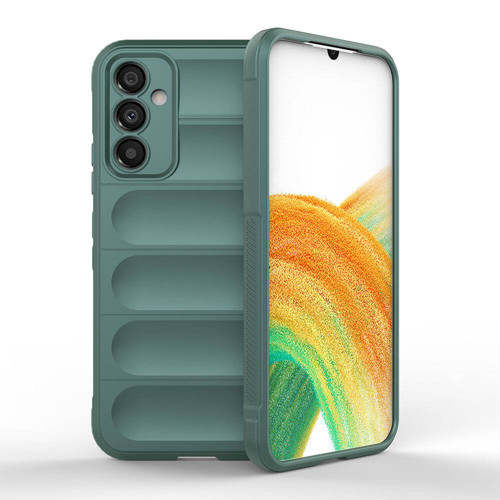 Galaxy A34 Kılıf Esnek TPU Oyuklu Arka Yüzey Tasarımlı Etnik Silikon Kılıf - Koyu Yeşil