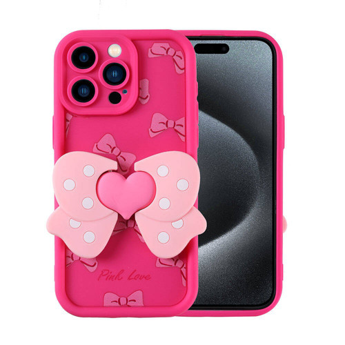 iPhone 15 Pro Max Kılıf Kamera Korumalı Figür Tasarımlı Kapya Kılıf - Pembe Koyu
