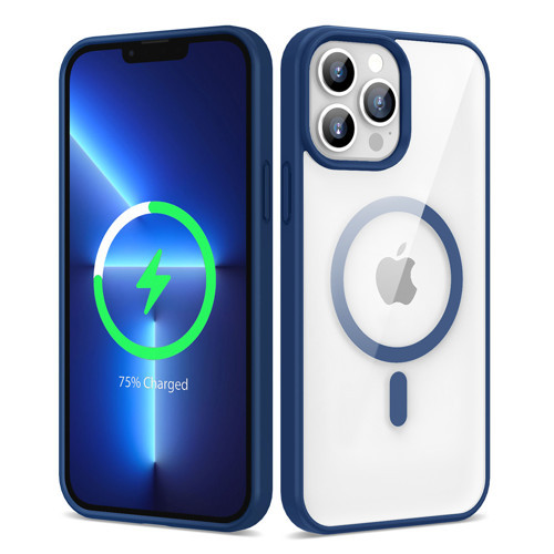 iPhone 13 Pro Kılıf M-safe Wireless Şarj Özellikli Silikon Ege Kılıf - Mavi