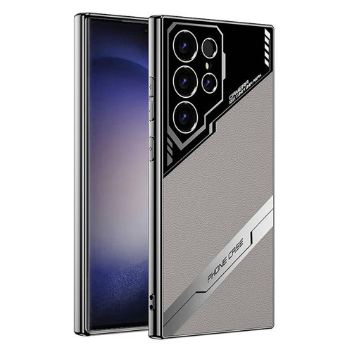 Galaxy S23 Ultra Kılıf Kamera Korumalı Suni Deri Tasarım Yeni Seri Procase Kılıf - Titanyum-Gri