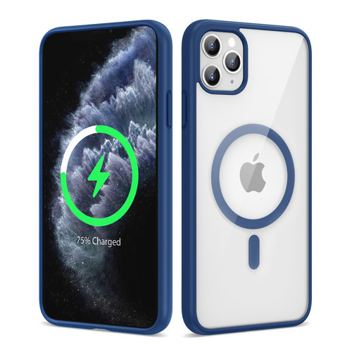 iPhone 11 Pro Max Kılıf M-safe Wireless Şarj Özellikli Silikon Ege Kılıf - Mavi
