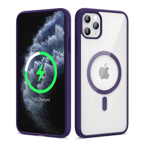 iPhone 11 Pro Max Kılıf M-safe Wireless Şarj Özellikli Silikon Ege Kılıf - Derin Mor