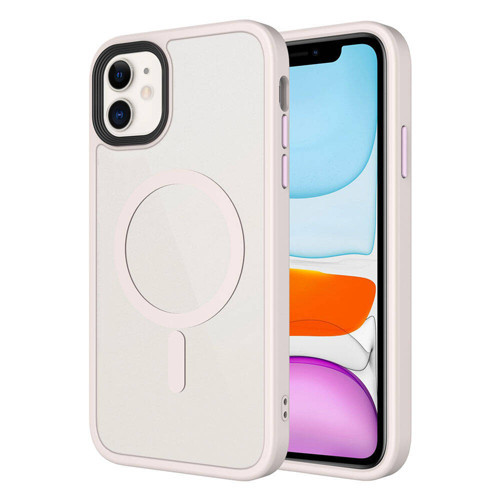 iPhone 11 Kılıf Mat Arka Yüzey Wireless Şarj Özellikli Flet M-safe Kılıf - Pembe