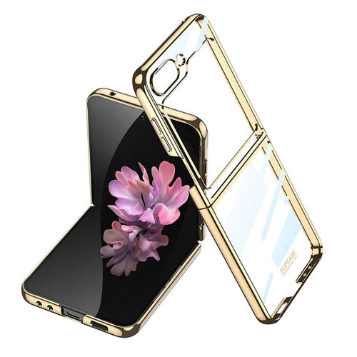Galaxy Z Flip 6 Kılıf Full Camlı Kıpta Kılıf - Gold
