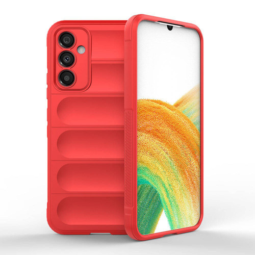 Galaxy A34 Kılıf Esnek TPU Oyuklu Arka Yüzey Tasarımlı Etnik Silikon Kılıf - Kırmızı
