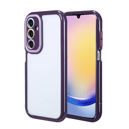 Galaxy A25 Kılıf Kamera Korumalı Renkli Kenar ve Çerçeve Tasarımlı Vitamin Kılıf - Derin Mor